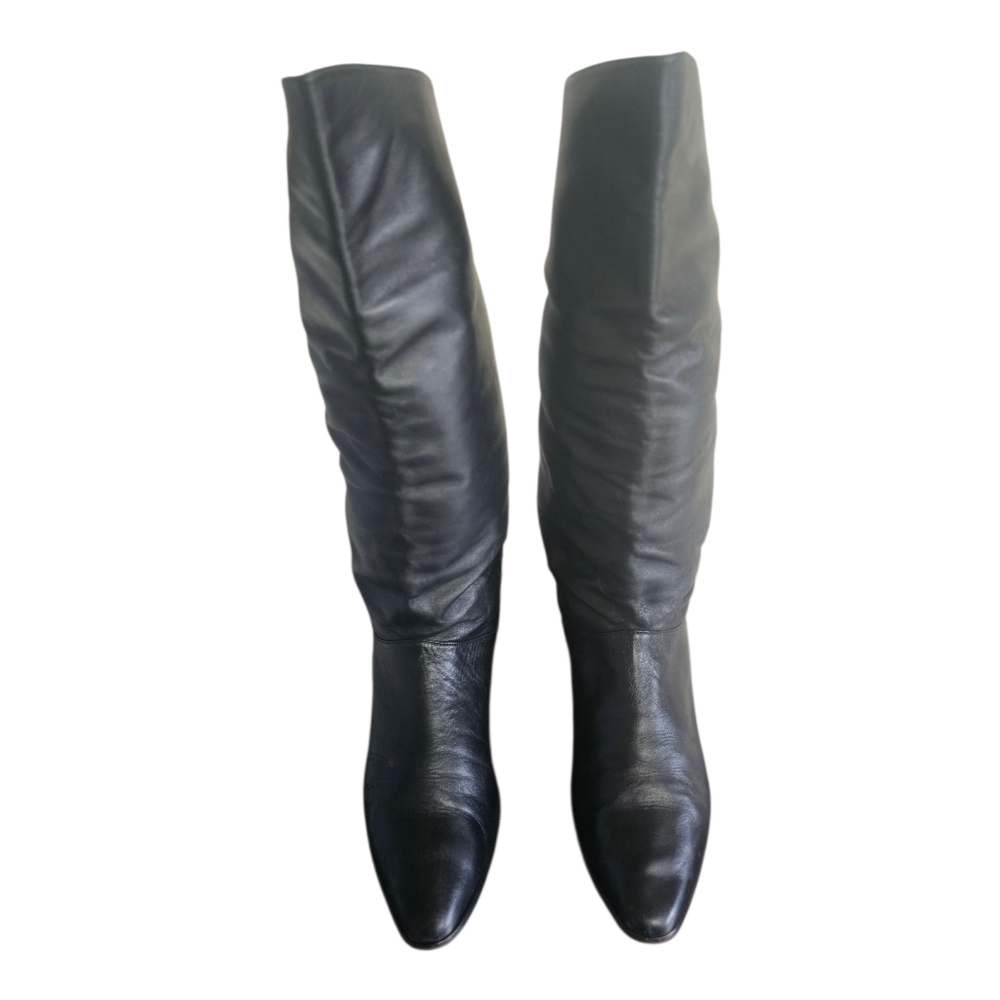 Vintage Mister Shoes Genuine Leather Black Pull On Mid Calf Boots 8M - Picture 6 of 9